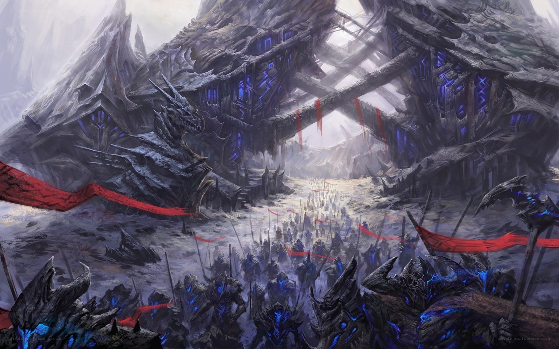 army marching to fortress