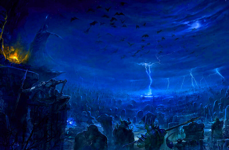 Army of Undead Warriors — Blue, Dramatic, Night, Digital Art
