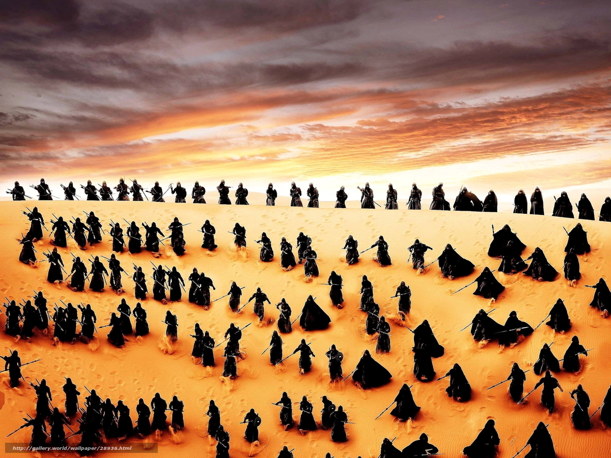 Army of warriors in desert