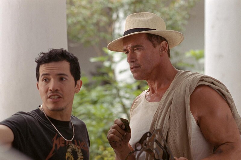 Arnold Schwarzenegger and actor in scene