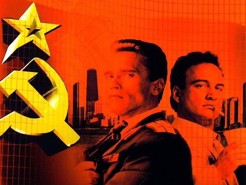 Arnold Schwarzenegger and John Malkovich in a movie poster