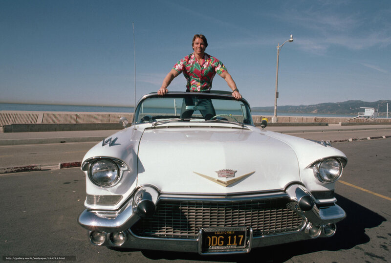 Arnold Schwarzenegger in classic car
