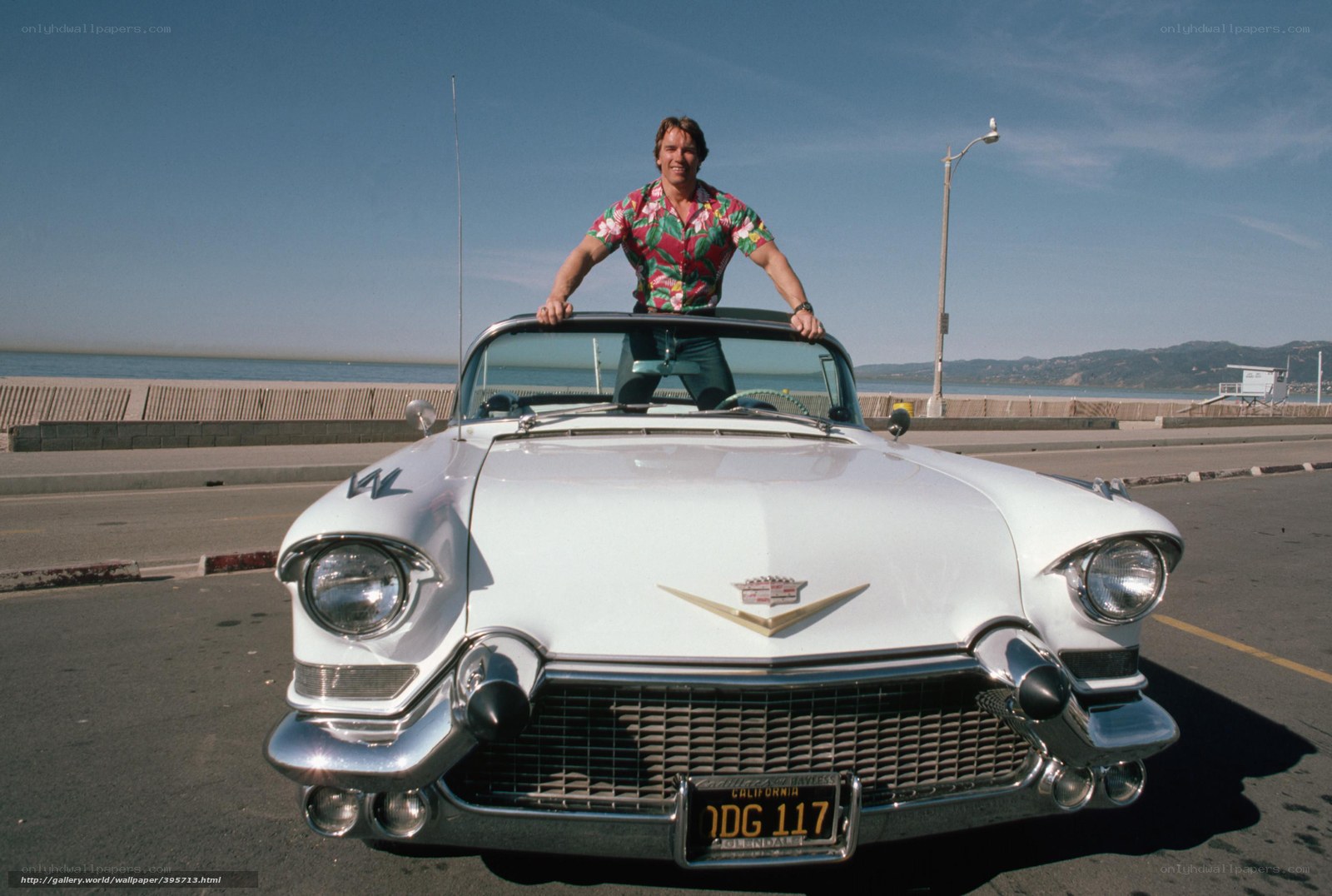 Arnold Schwarzenegger in classic car