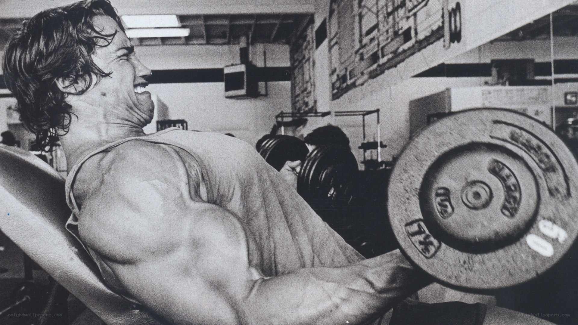 Arnold Schwarzenegger lifting weights