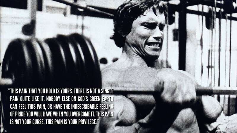 Arnold Schwarzenegger Lifting Weights — Black, Dramatic