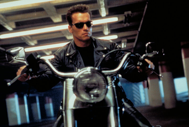 Arnold Schwarzenegger on a motorcycle