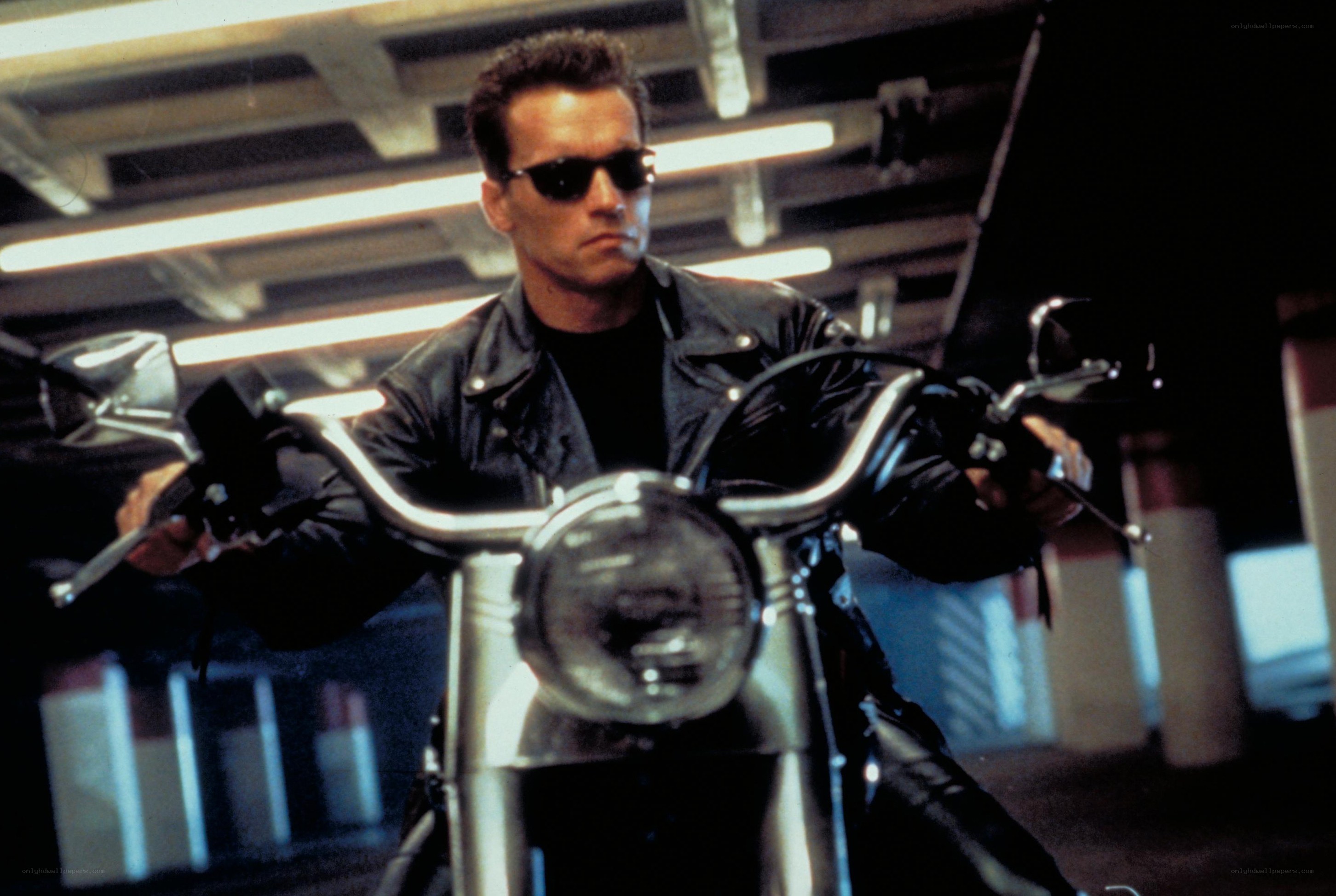 Arnold Schwarzenegger on a motorcycle