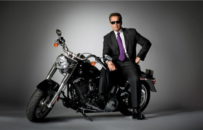 Arnold Schwarzenegger on a motorcycle