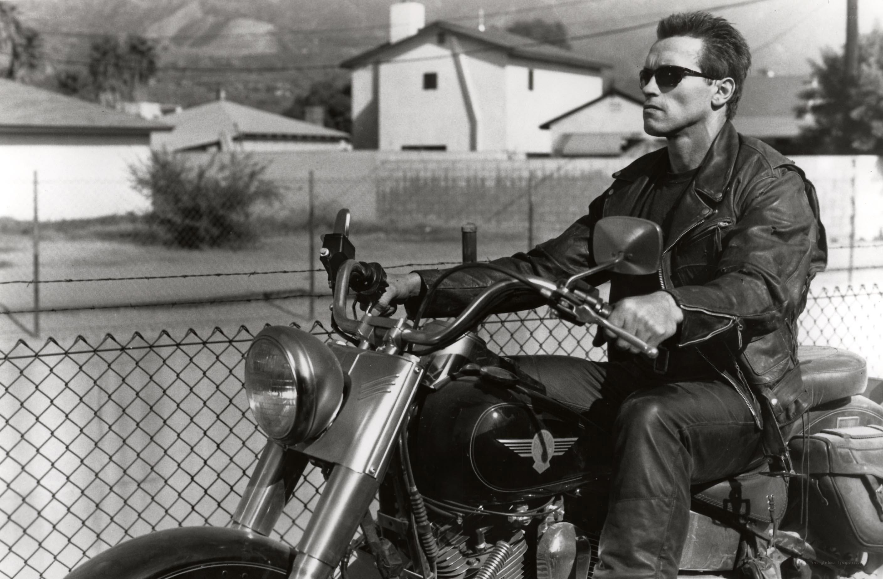 Arnold Schwarzenegger on a motorcycle