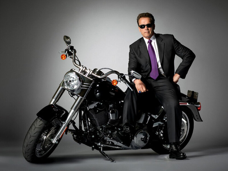 Arnold Schwarzenegger on a motorcycle