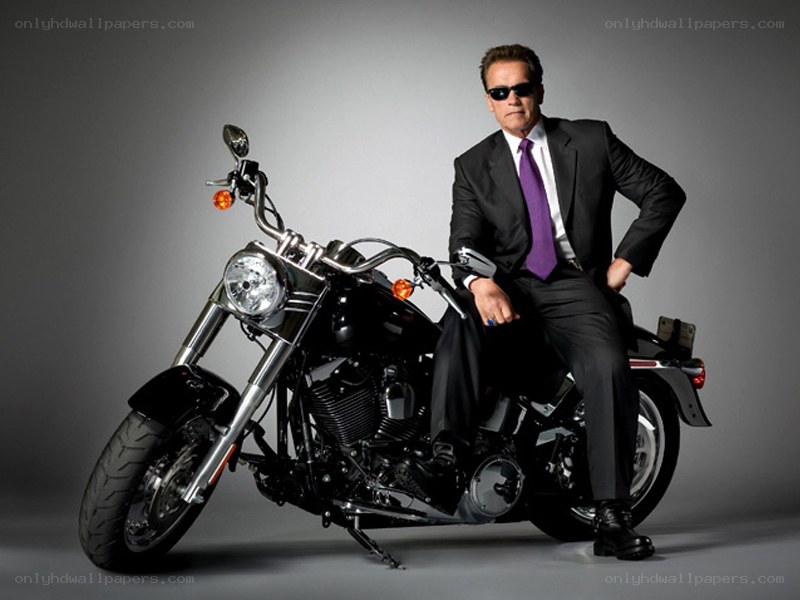 Arnold Schwarzenegger on a motorcycle