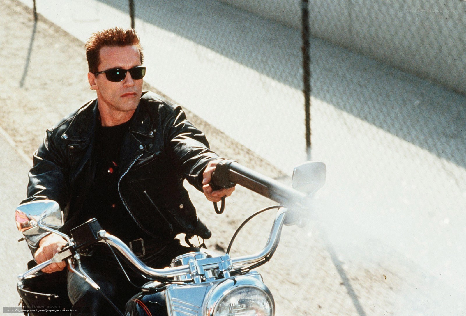 Arnold Schwarzenegger on a motorcycle