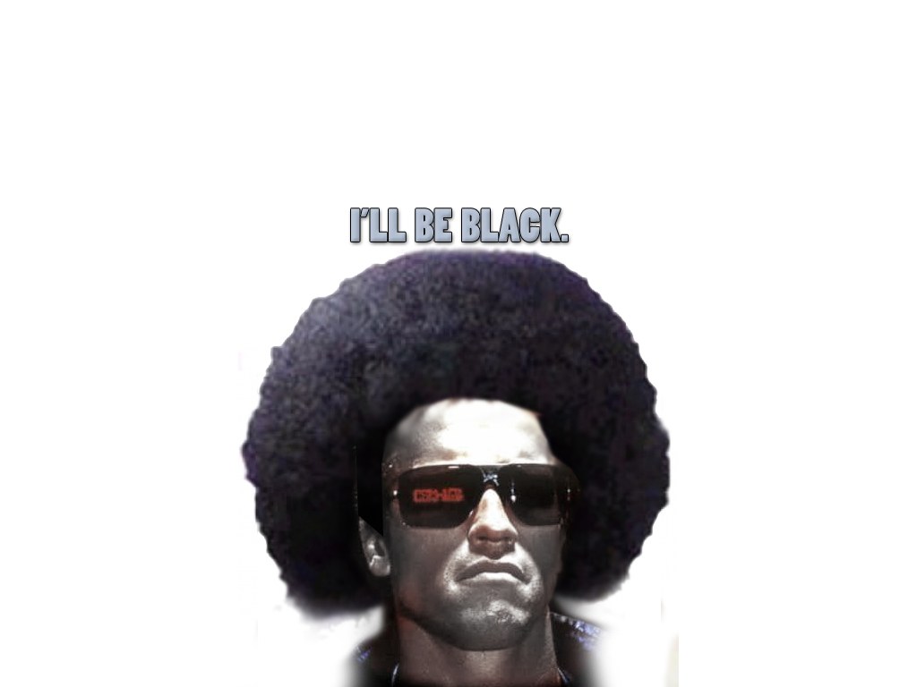 Arnold Schwarzenegger with afro wig