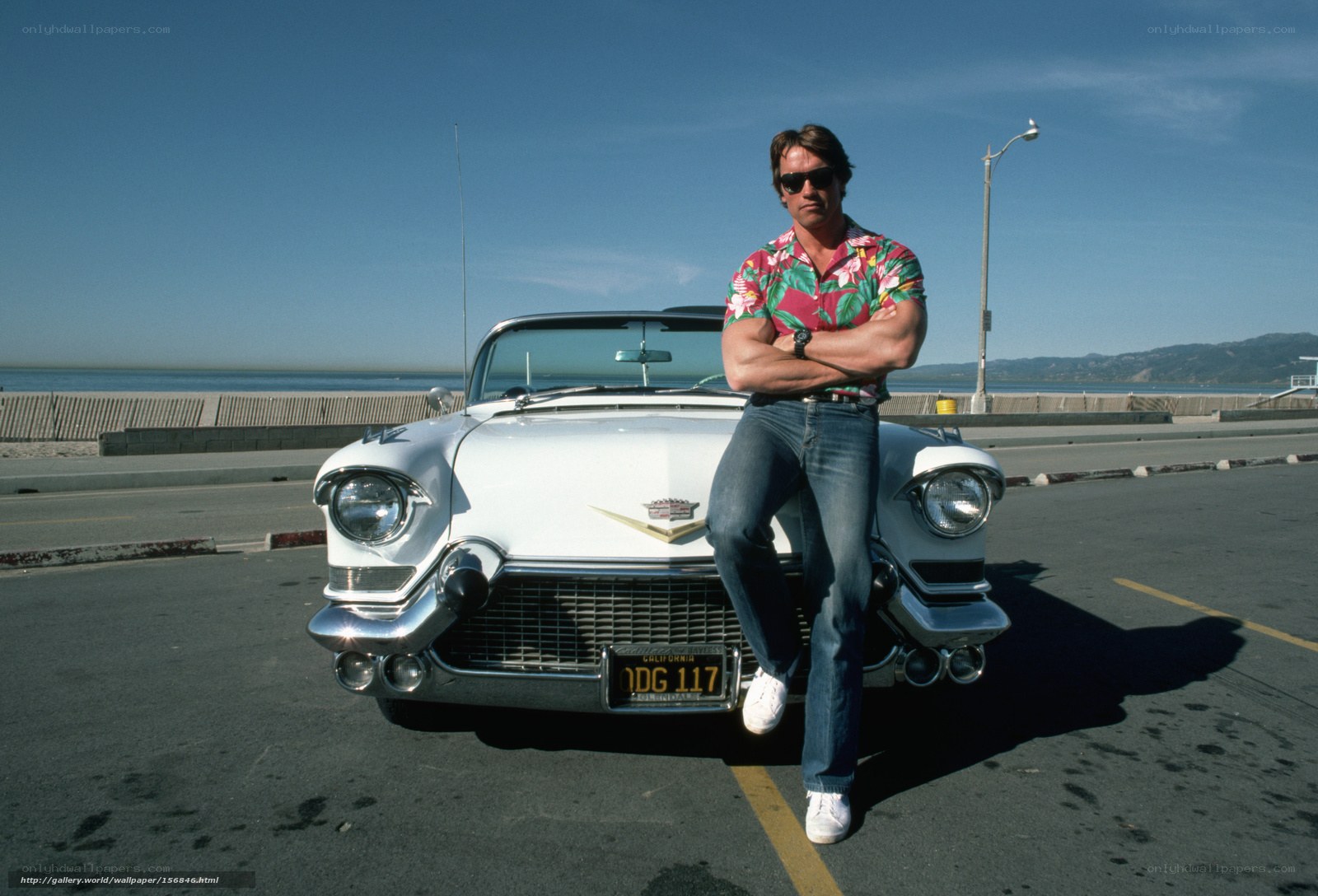 Arnold Schwarzenegger with classic car