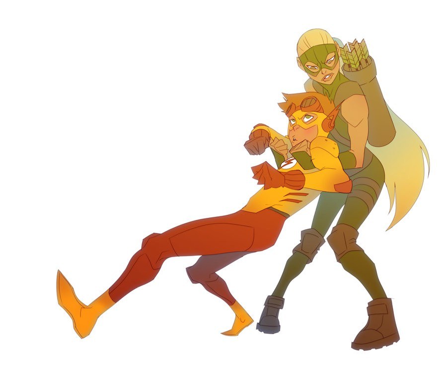 Arrow and Kid Flash in action