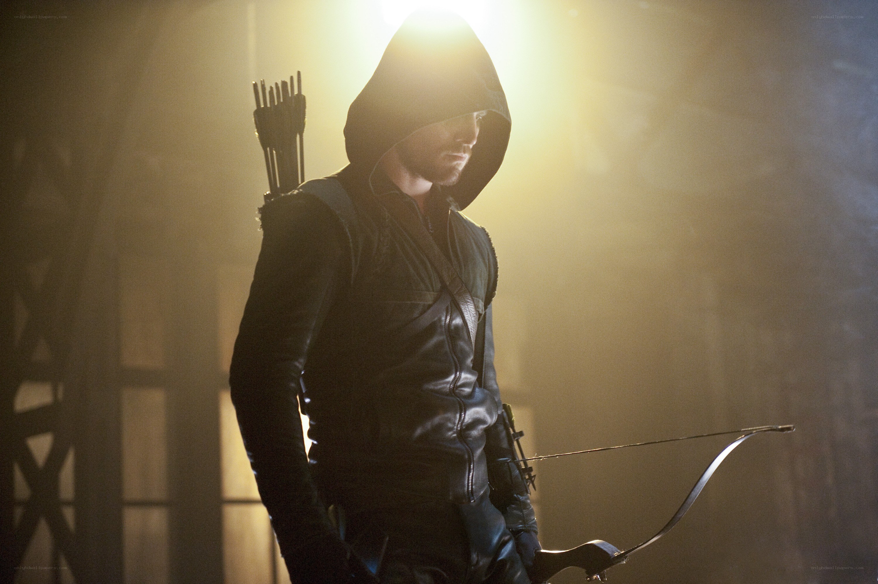 Arrow character in hooded outfit