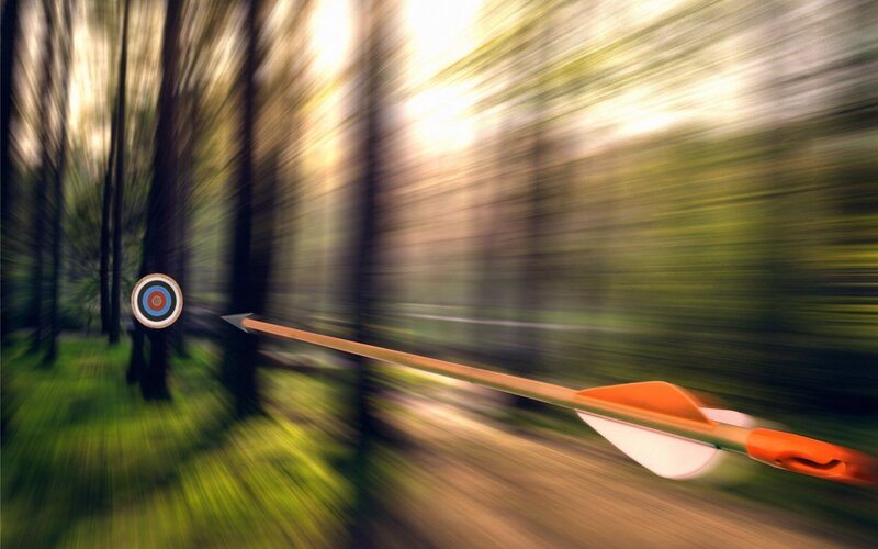 Arrow flying through forest