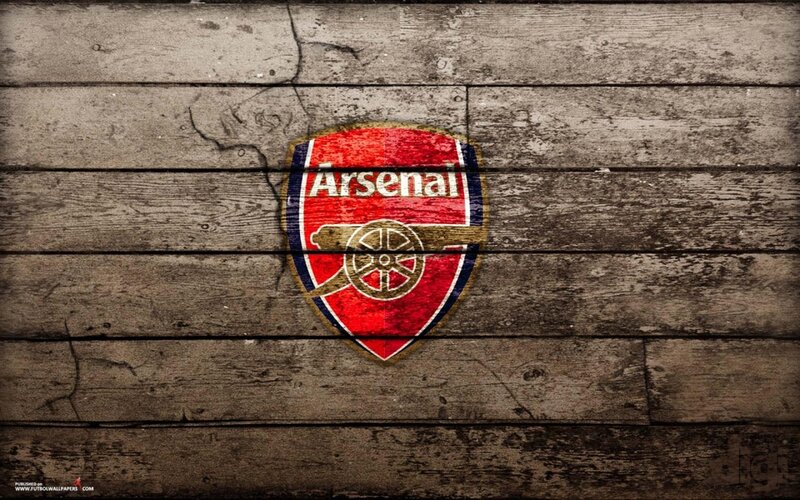 Arsenal FC logo on wood