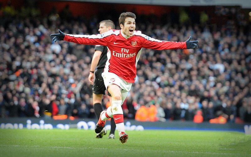 Arsenal player celebrates goal