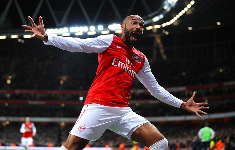 Arsenal player celebrates goal
