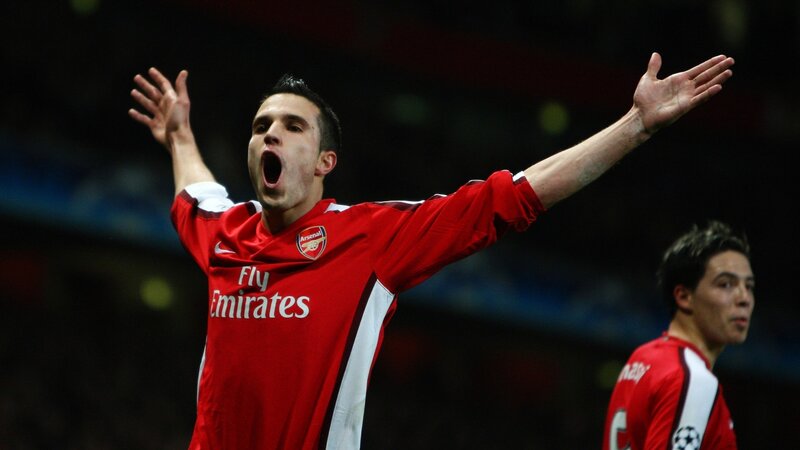 Arsenal player celebrates goal