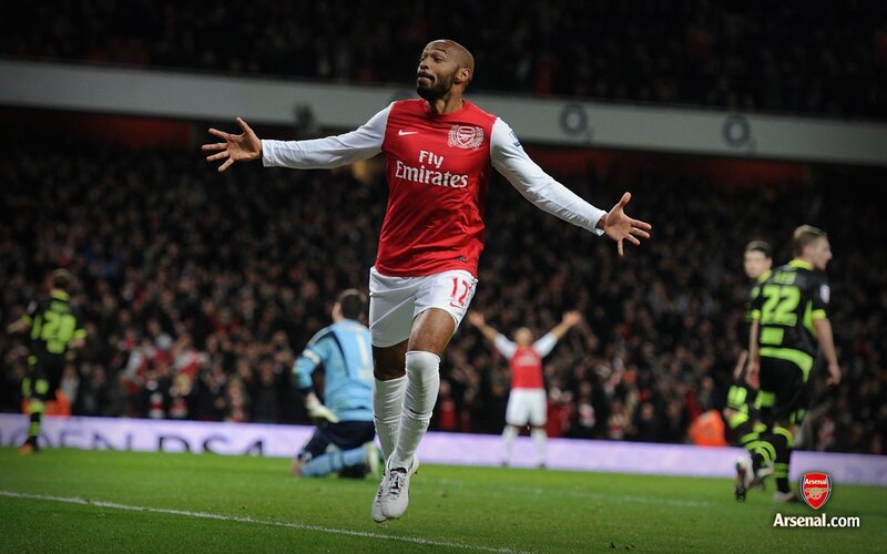 Arsenal player celebrates goal