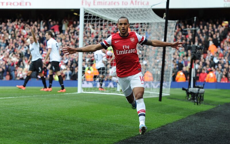 Arsenal player celebrates goal