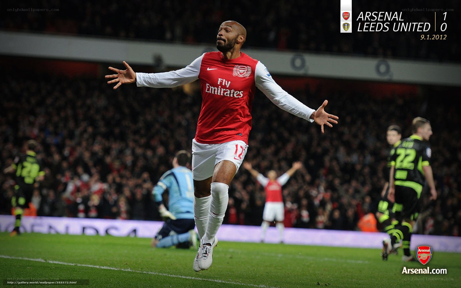 Arsenal player celebrates goal