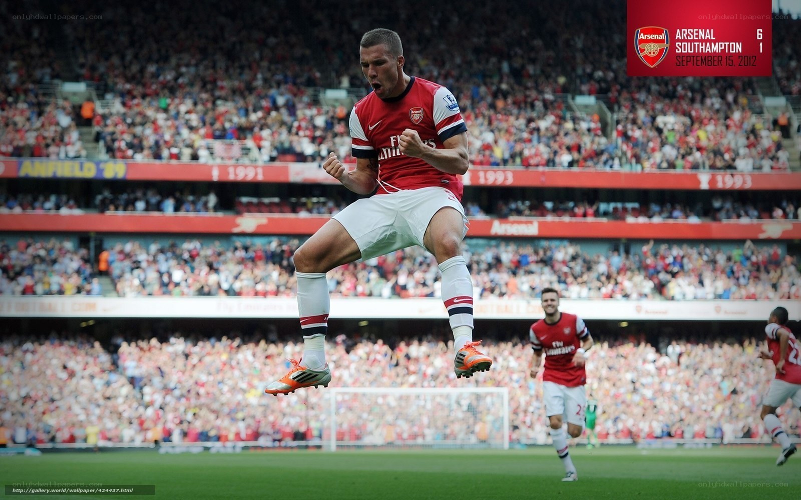Arsenal player celebrates goal