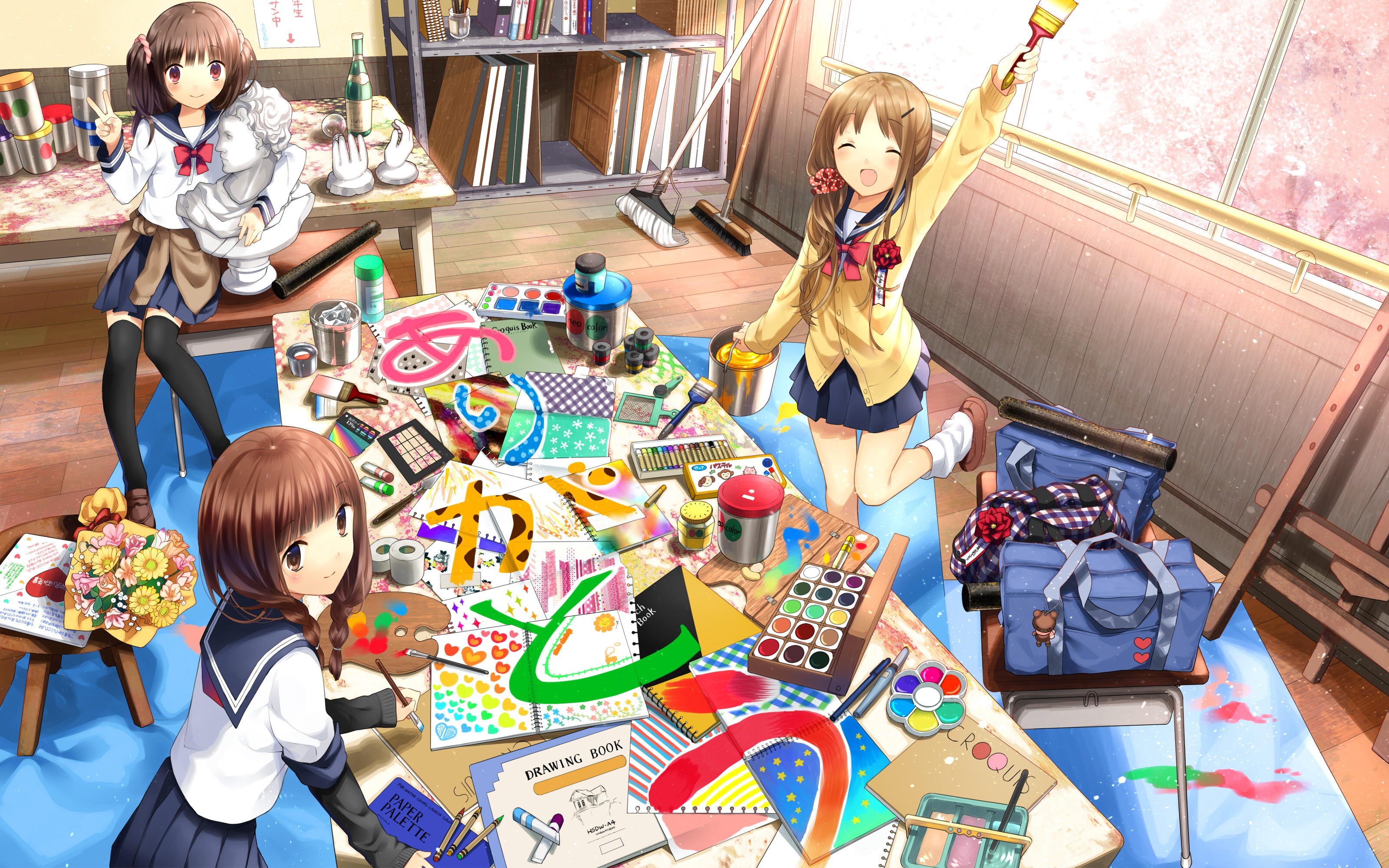 Art class with three girls