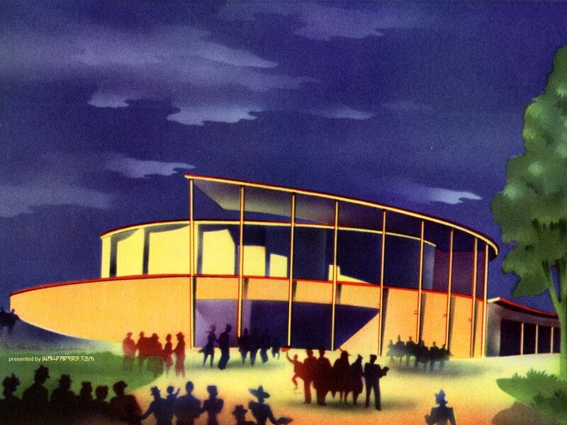 Art Deco building at night