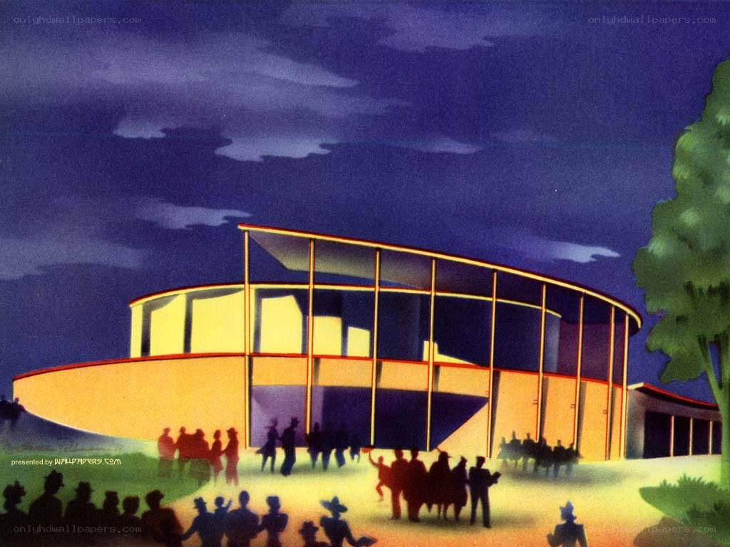 Art Deco building at night