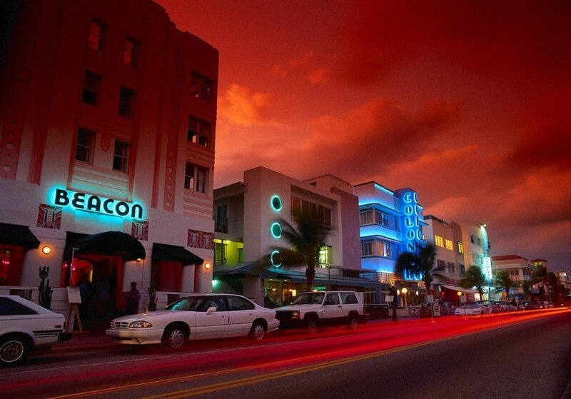 Art Deco Buildings at Night