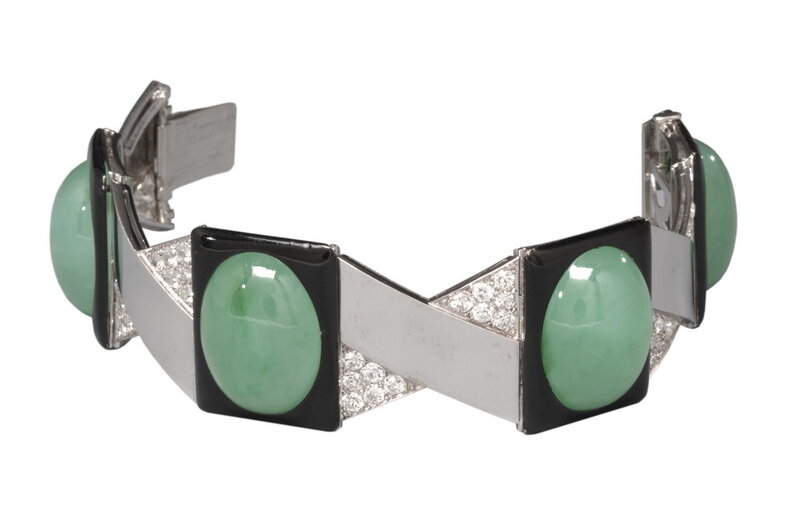 Art Deco jade and diamond bracelet