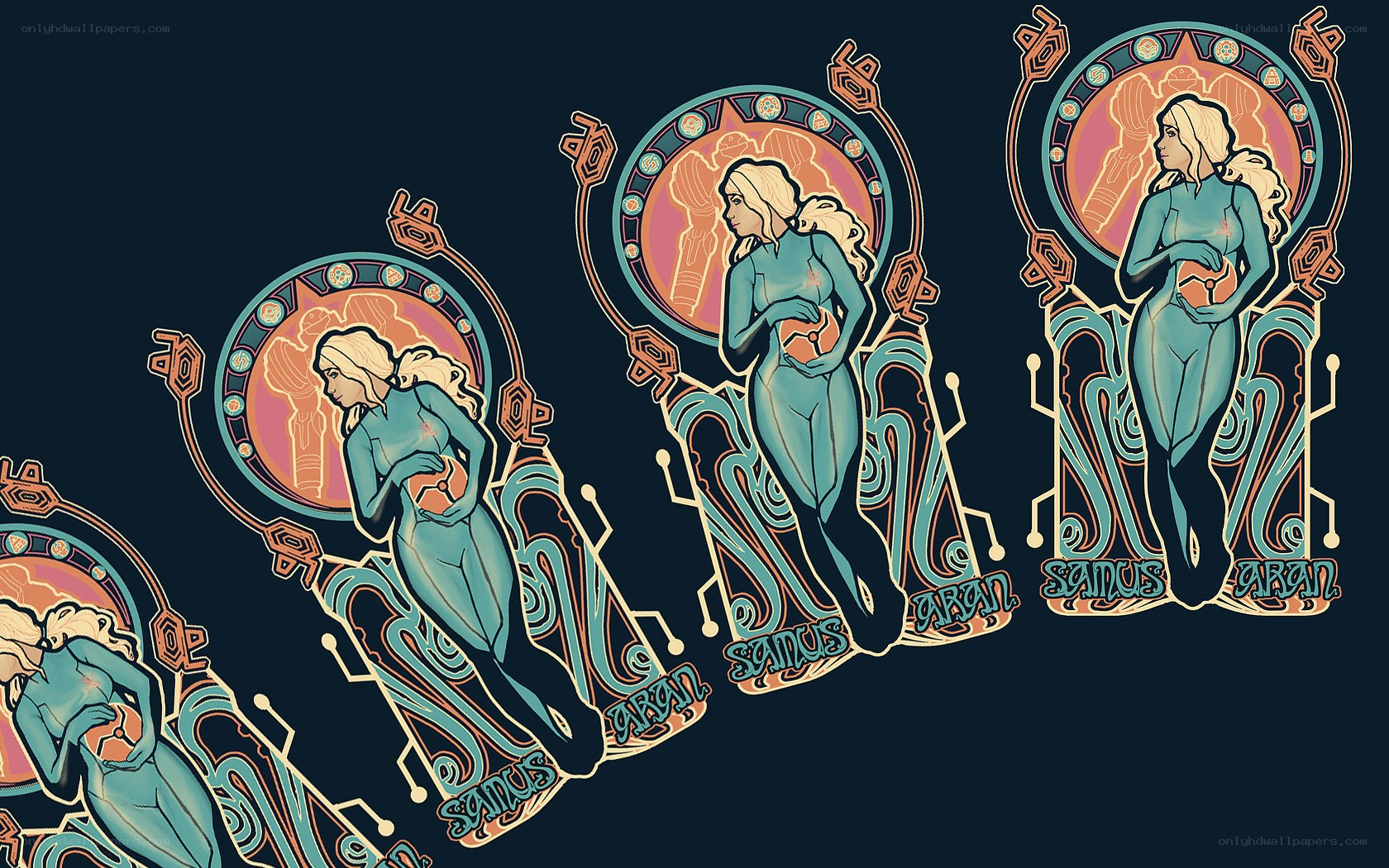 art deco style character illustrations
