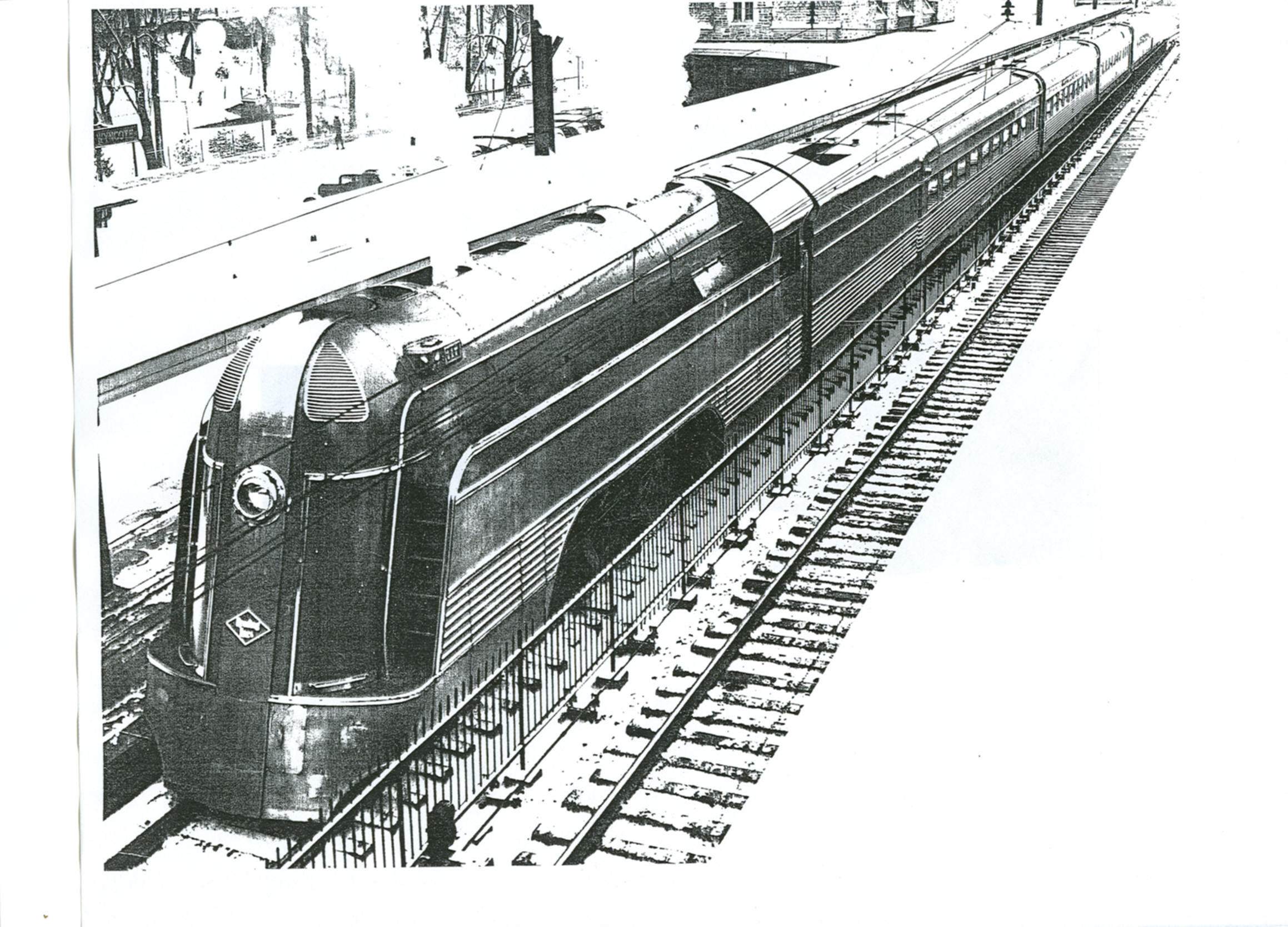 Art Deco train illustration