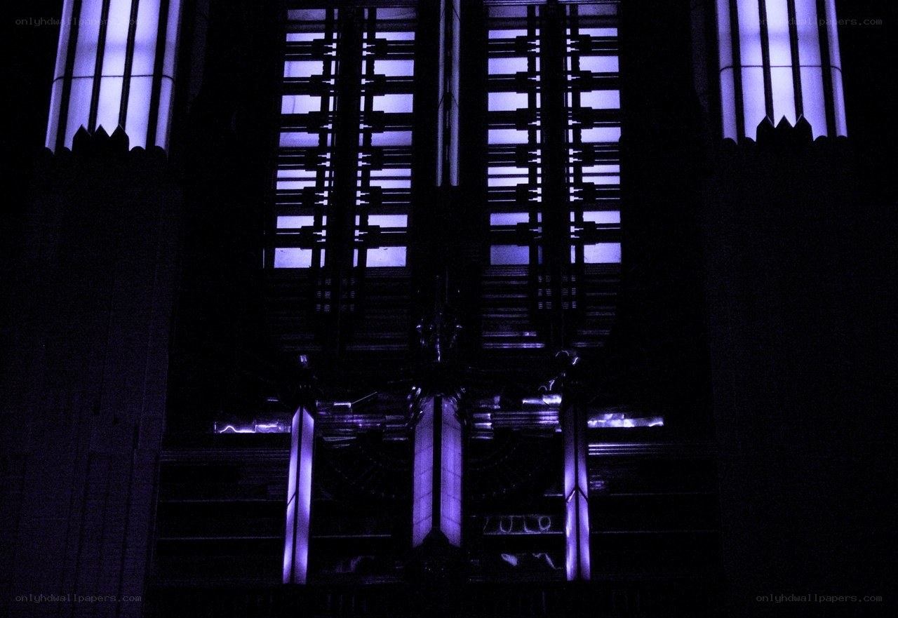 Art Deco window at night