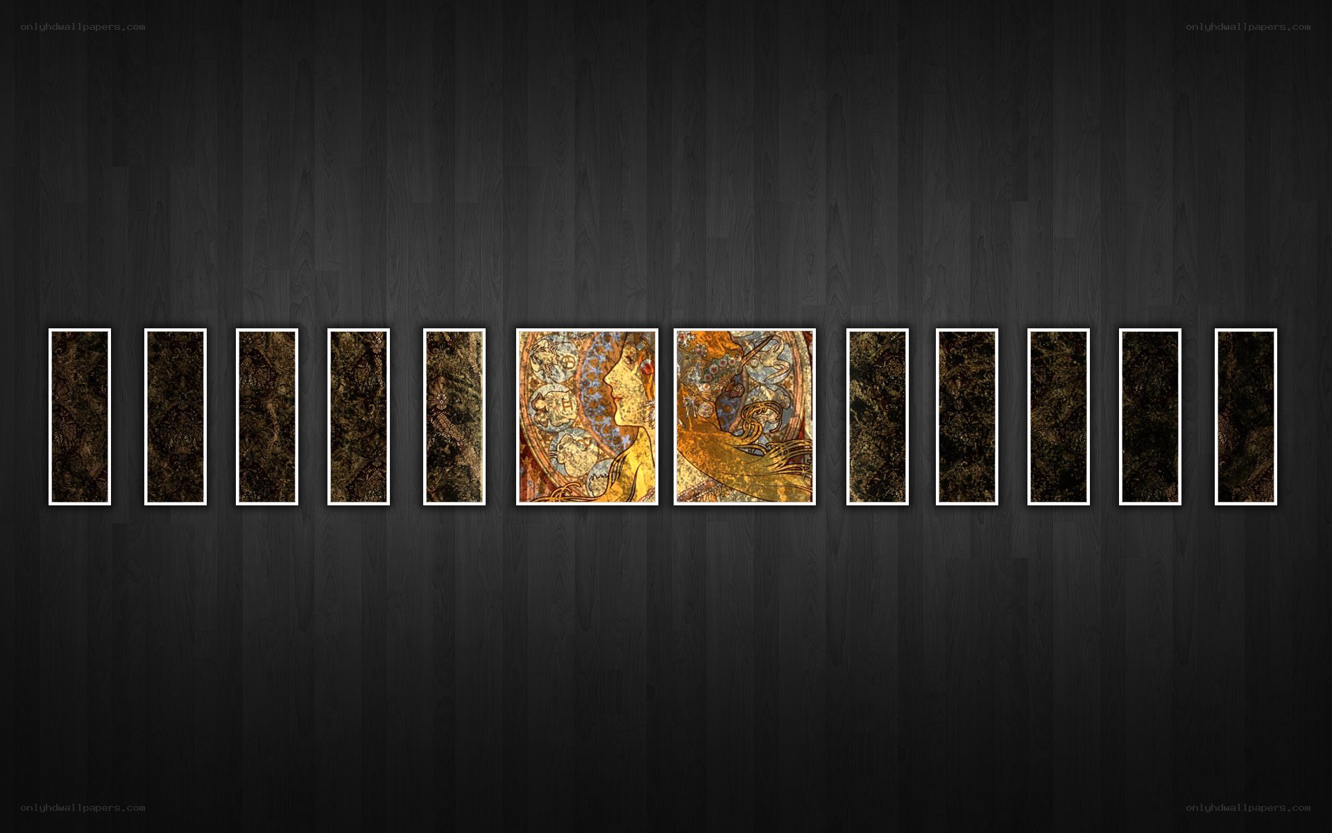 Art gallery display with two central paintings