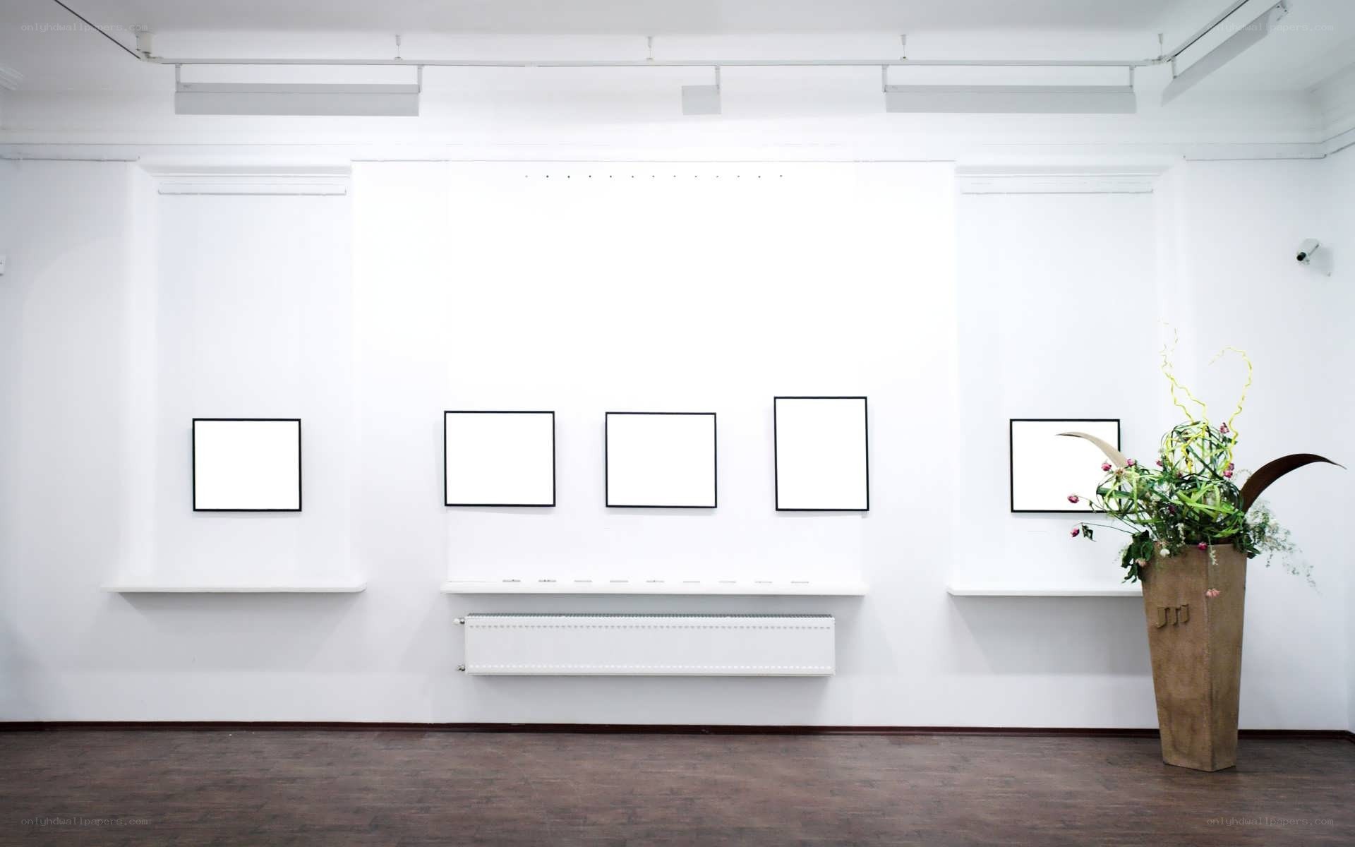 Art gallery with blank frames