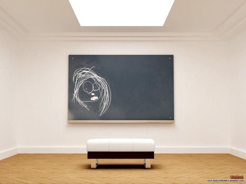 Art gallery with chalk drawing