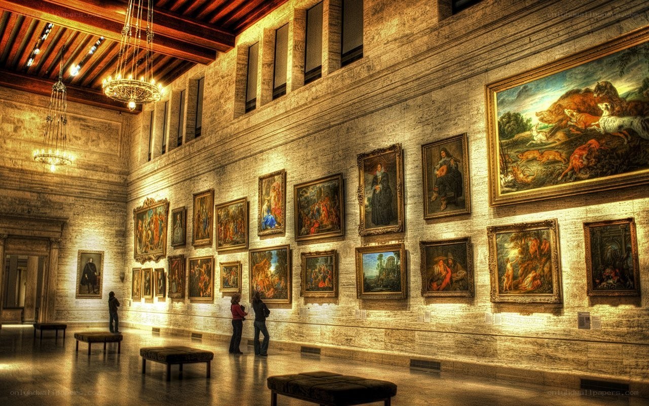 Art gallery with classical paintings