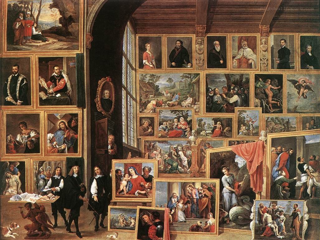Art gallery with paintings