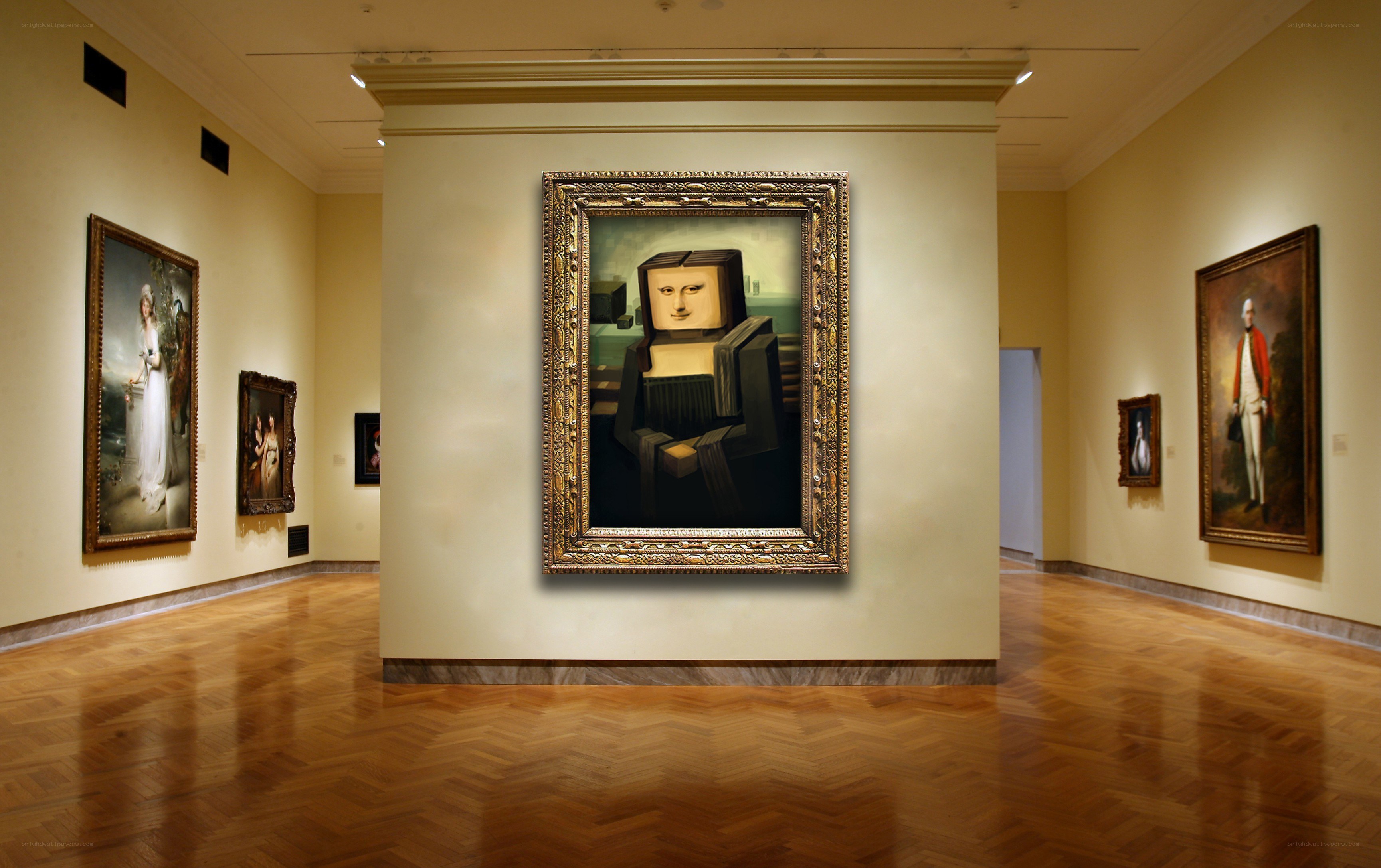 Art gallery with paintings