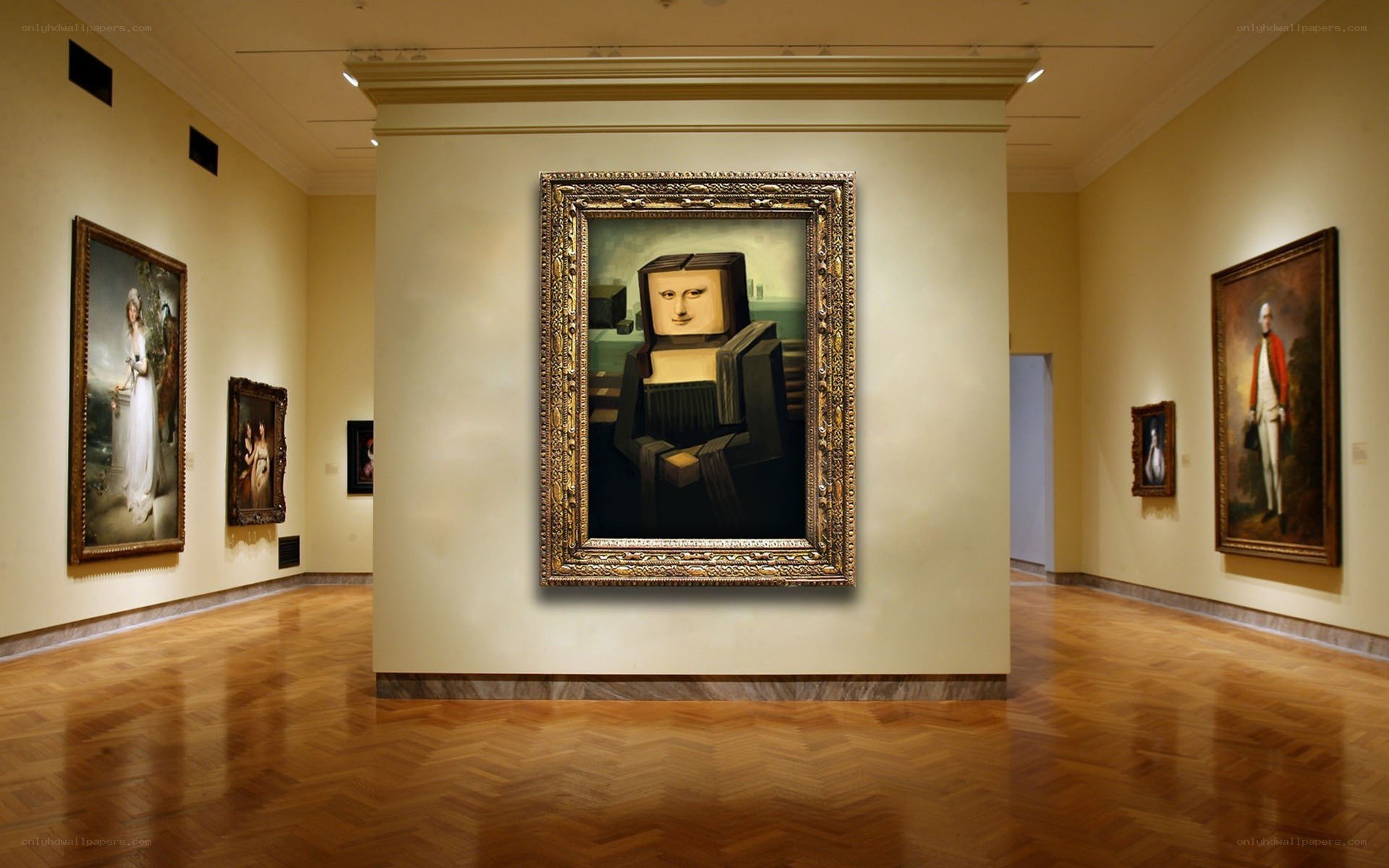 Art gallery with paintings