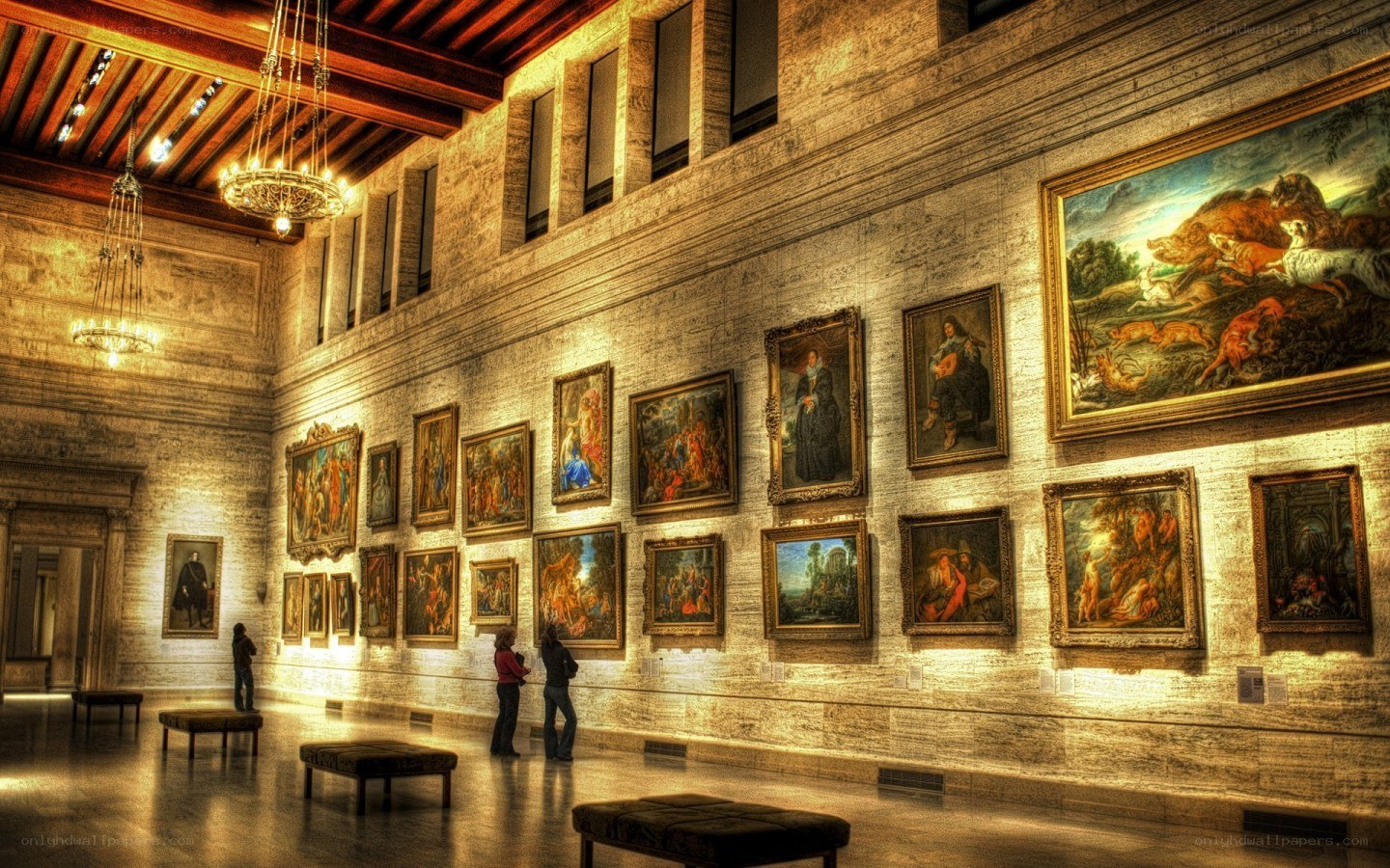 Art gallery with paintings