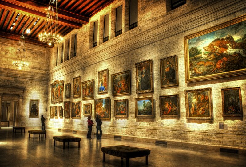 Art gallery with paintings