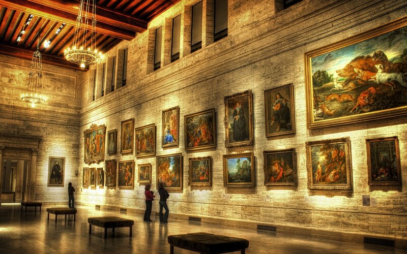 Art Gallery with Paintings — Brown