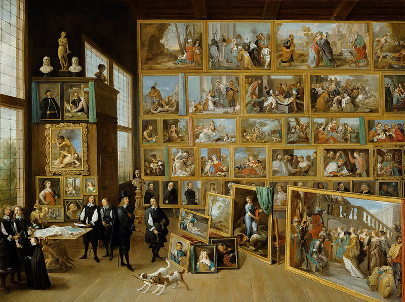 Art gallery with paintings