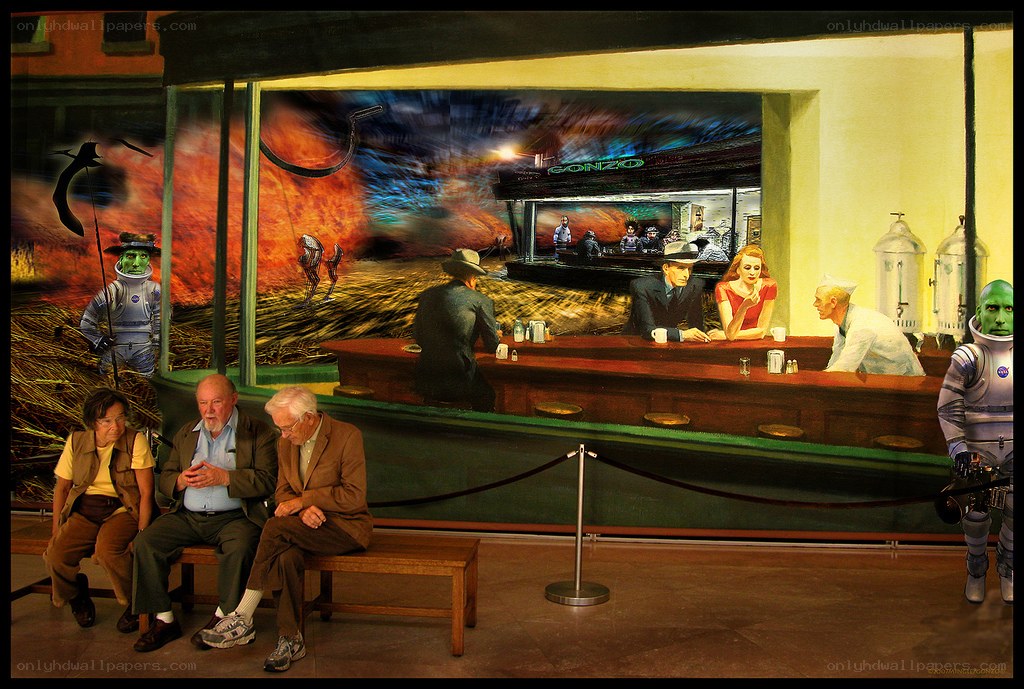 Art gallery with surreal painting