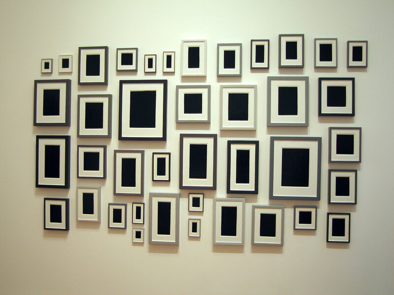 Art installation with empty frames